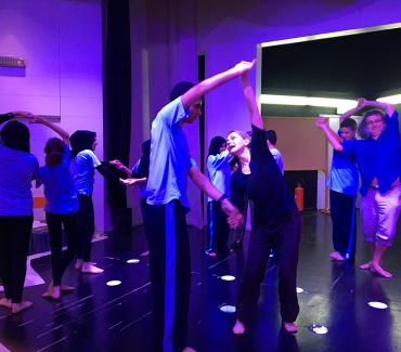 Blind and visually impaired students of Dar Al Aytam dancing with “Tumulus” and “Red Oak