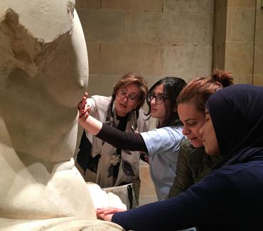 Blind and Visually Impaired Youth Touching Archeological Objects at the National Museum of Beirut